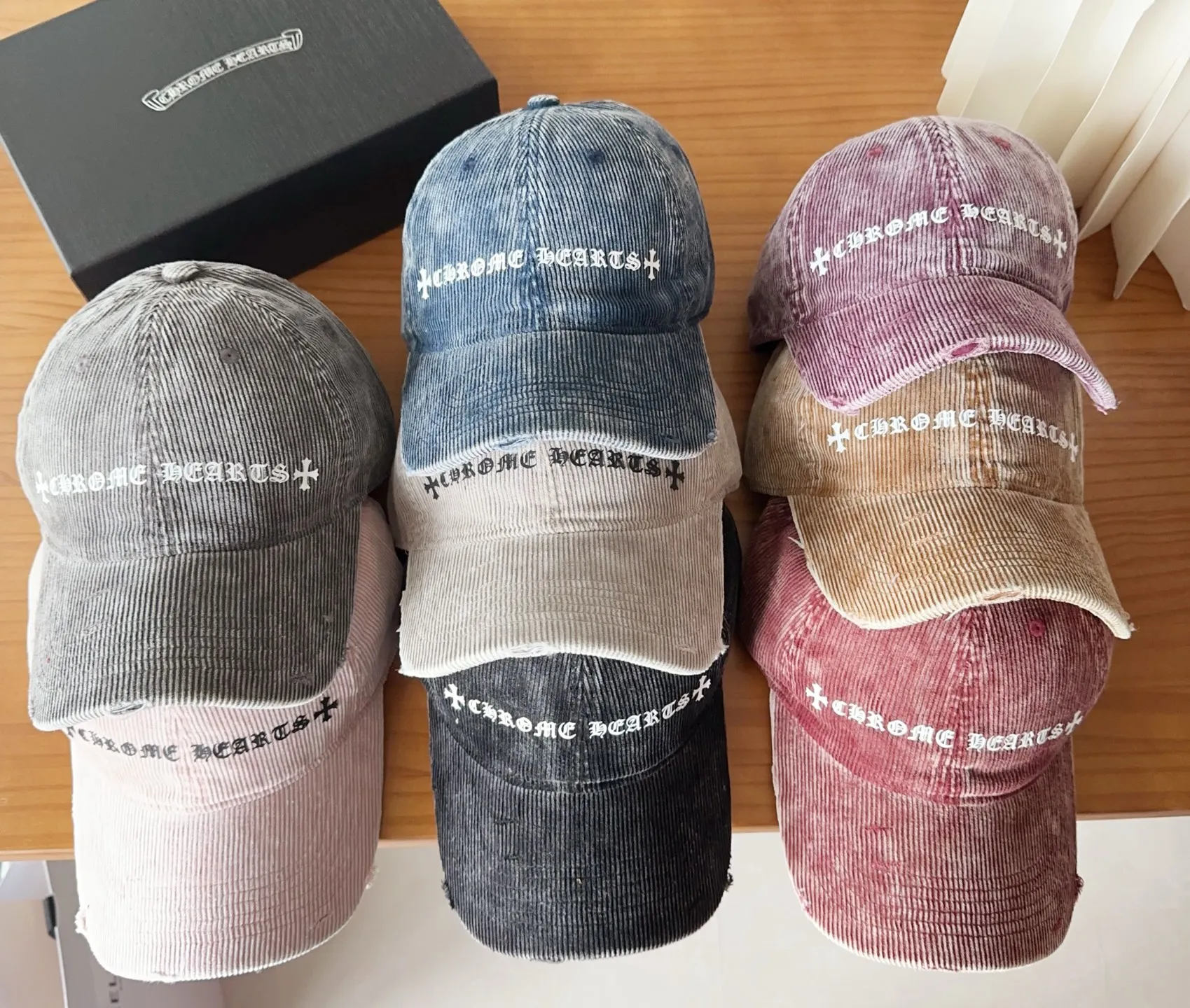 💰56 Chrome Hearts 💓Early autumn Korean style fashion retro distressed hole hat wear design versatile baseball cap peaked cap